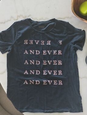 AllSaints Vintage Short Sleeve Tee with Pink Repeated Script